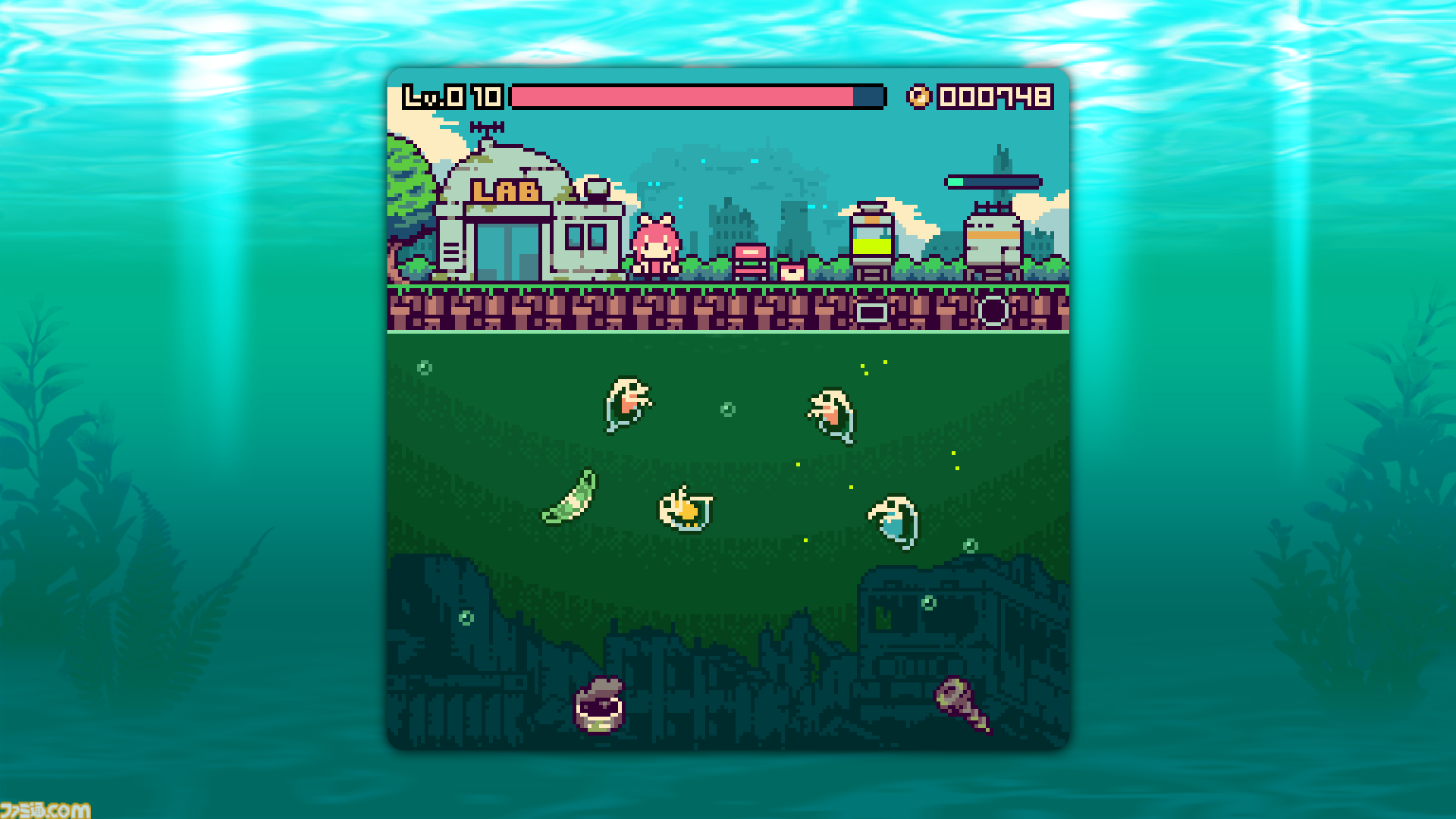 『終末ミジンコラボラトリー』終末世界で働く少女を見守る放置系ゲーム。PCデスクトップ画面の片隅で微生物サンプル集め