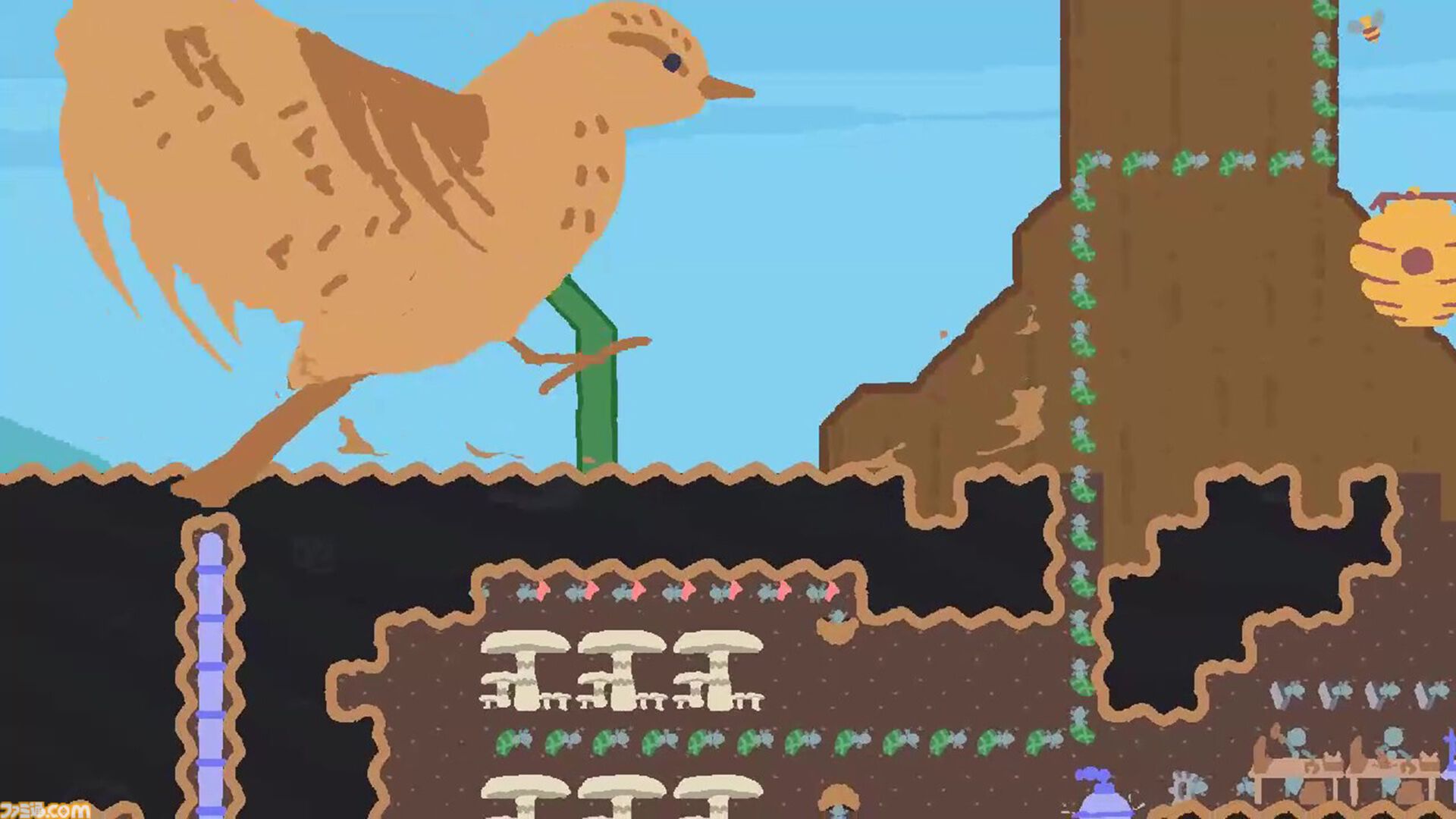 『Factoriant』アリの巣×工場建設ゲームが面白そう。最大の敵は鳥とイタズラ少年、女王アリとして地下に巨大な工場を築け。2026年リリース予定