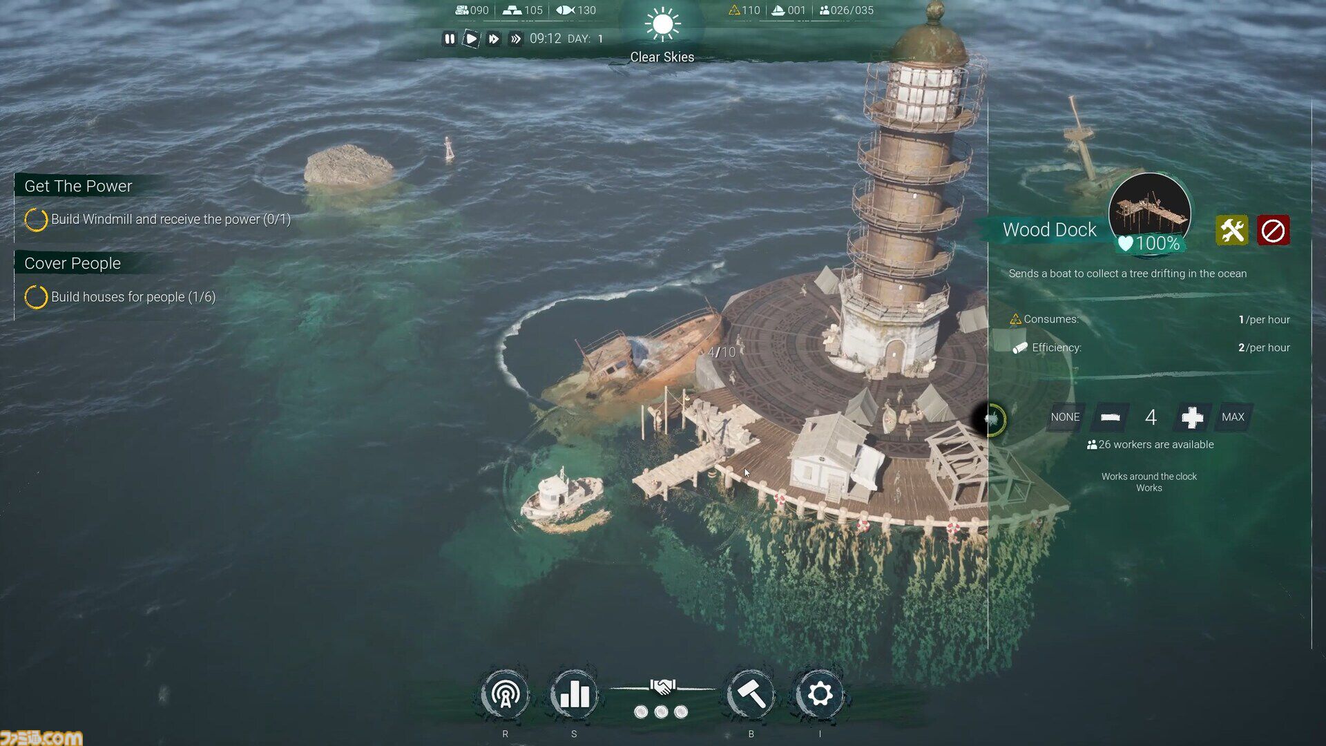 『Drownlight』大洪水に見舞われた世界で都市開発を行うシミュレーションゲームが公開。灯台の光を絶やさずに生存者を集め、闇の脅威を退く