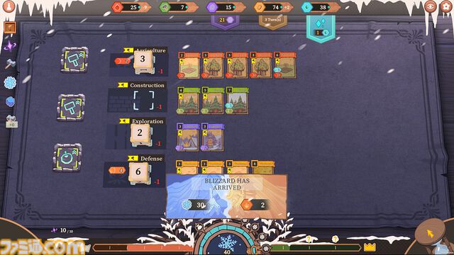 『ハーベストダイス：豊穣の女神からの祝福』ダイスとカードが鍵を握る集落建設ローグライク。凍てつく辺境を舞台に、戦略と運を武器に厳しい自然に立ち向かえ