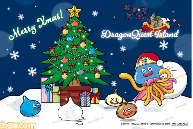 『ドラクエ』ニジゲンノモリのコラボアトラクションが11月17日からクリスマス仕様に。サンタ帽のホミロットやスライムたちが雪景色の中に大集合