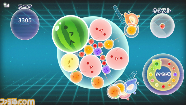新作『スイカゲーム ぷらねっと』は360°どこからでもフルーツを落とせます。新ステージや新システム“超シンカモード”など前作からシンカした点とあわせて紹介【先行リポート】