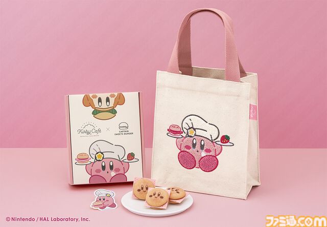 【カービィカフェ】ふわふわ刺繍トートバッグがかわいい。キャプテンスイーツバーガーコラボ、カービィの苺クッキーセットが12月1日発売