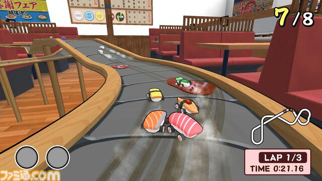お寿司カートでレーンを爆走『SUSHIレース』発売。醤油ミサイル、バランなどのアイテムを駆使して1位を目指せ