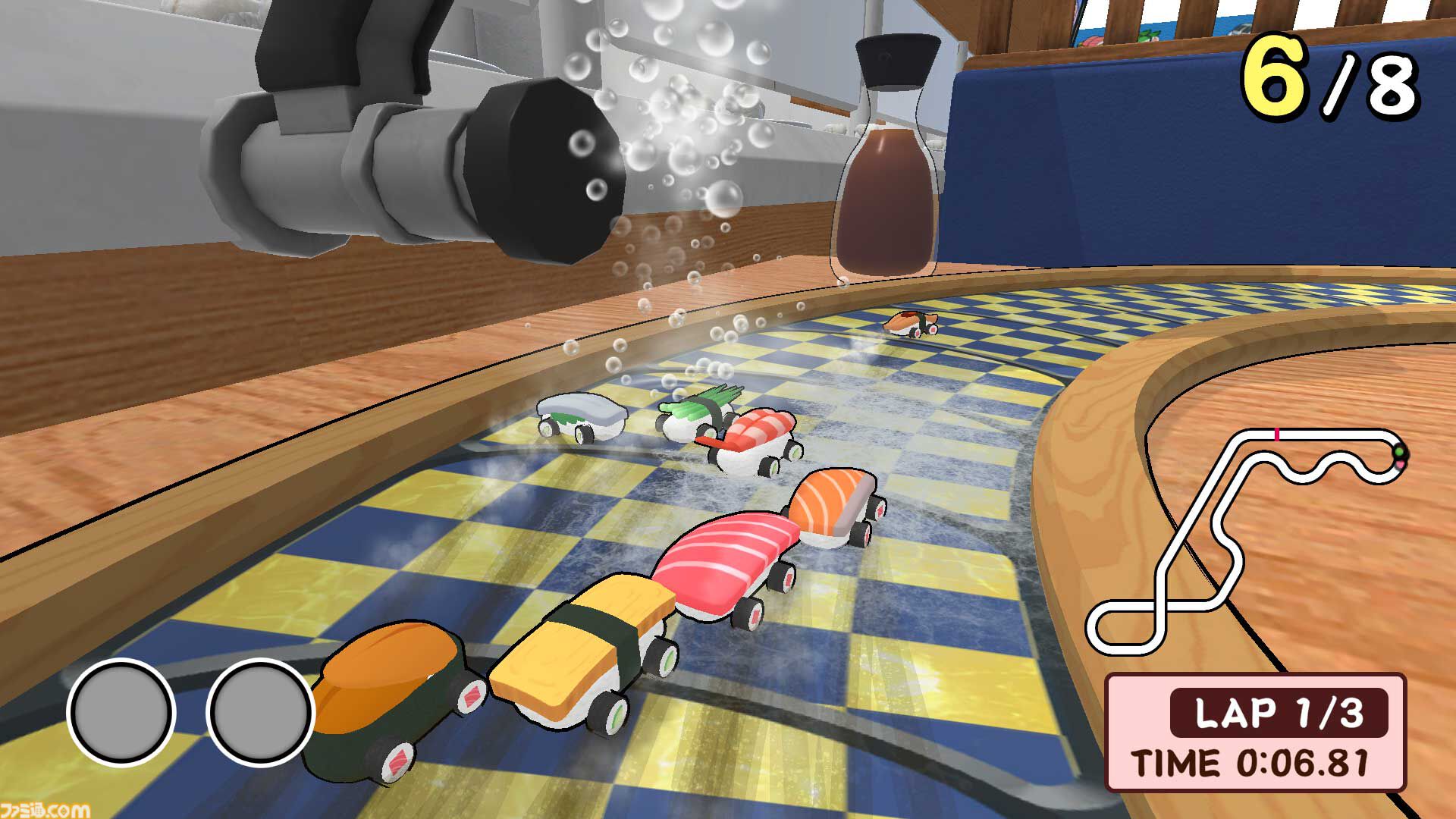 お寿司カートでレーンを爆走『SUSHIレース』発売。醤油ミサイル、バランなどのアイテムを駆使して1位を目指せ
