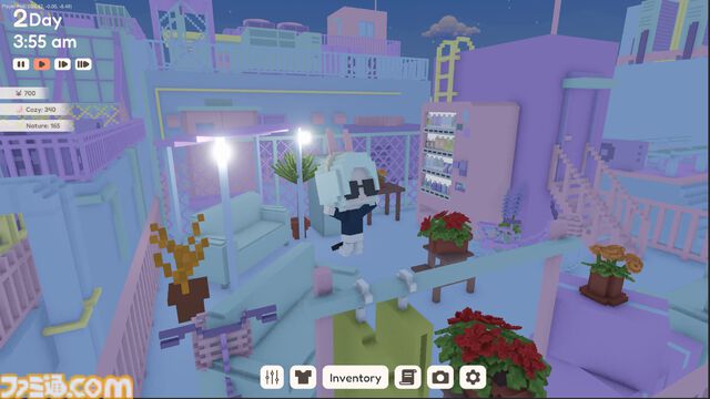 『YUME ROOF』日本の雑居ビルの屋上を心地のいい空間に。ボクセル調のグラフィックがかわいいサンドボックススローライフが発表