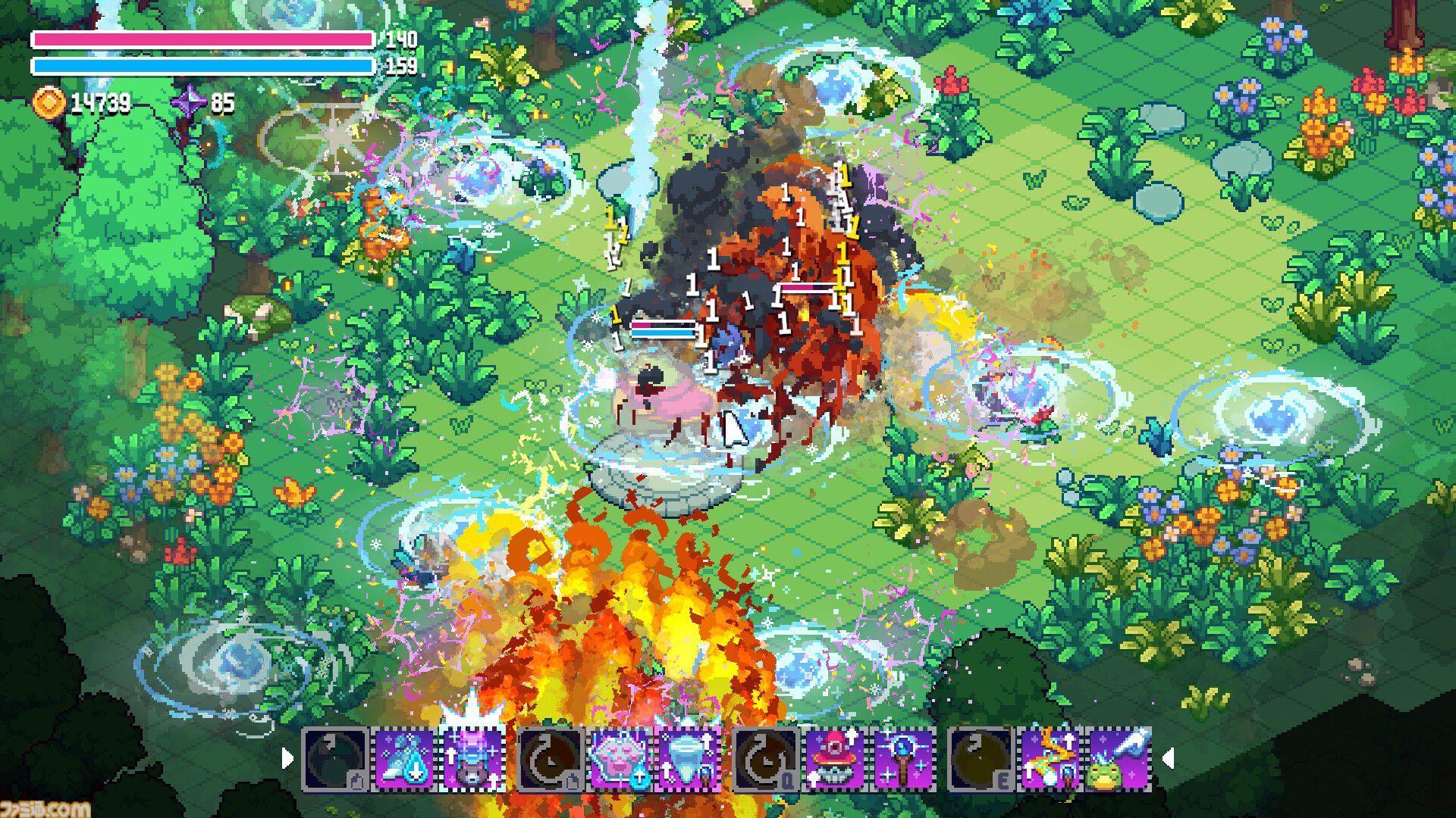 『ウィザードキャッツ』異世界転生ネコが自作魔法で冒険するローグライトアクション。呪文と効果を組み合わせて戦いかたは変幻自在