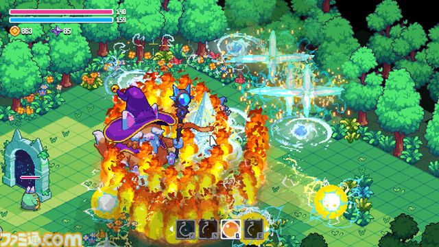 『ウィザードキャッツ』異世界転生ネコが自作魔法で冒険するローグライトアクション。呪文と効果を組み合わせて戦いかたは変幻自在