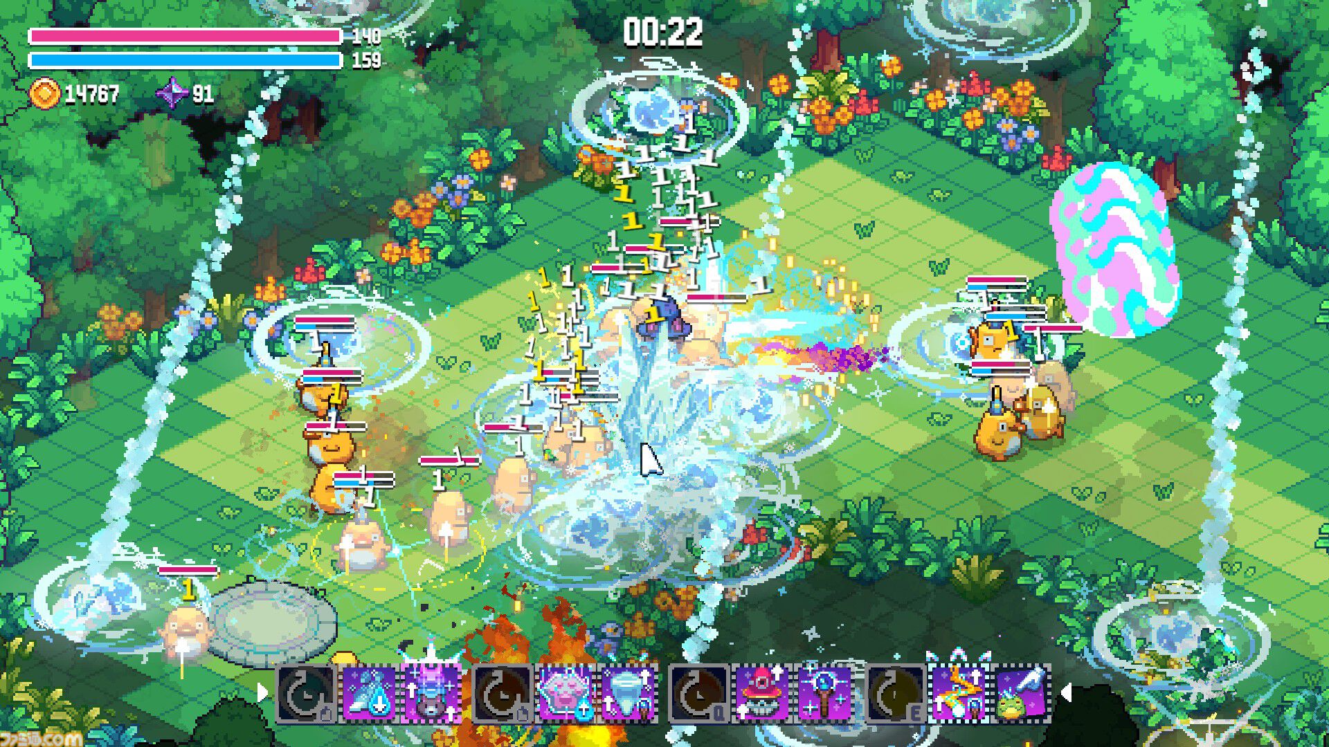 『ウィザードキャッツ』異世界転生ネコが自作魔法で冒険するローグライトアクション。呪文と効果を組み合わせて戦いかたは変幻自在