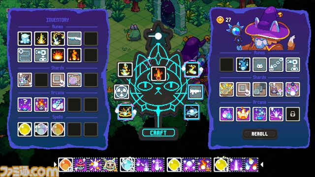 『ウィザードキャッツ』異世界転生ネコが自作魔法で冒険するローグライトアクション。呪文と効果を組み合わせて戦いかたは変幻自在