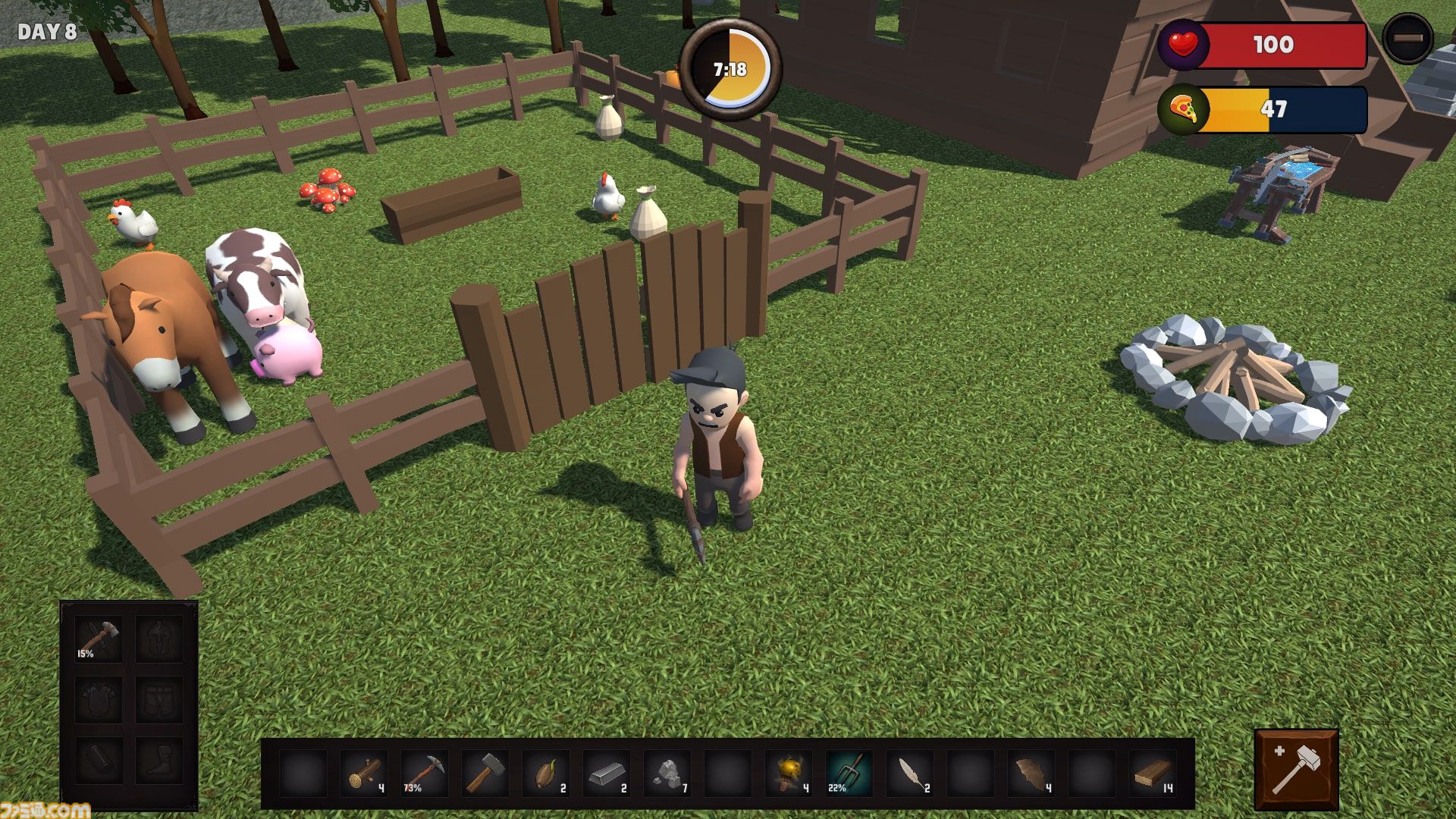 『Farvival』ラノベ作家が個人で手掛けるサバイバルクラフトゲーム。ランダム自動生成マップで動物たちとスローライフを送る【早期アクセス版発売】