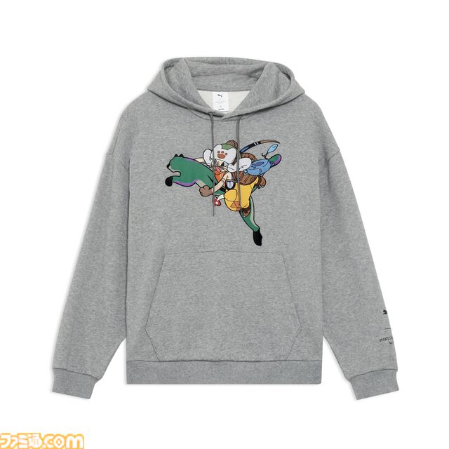 『モンハンワイルズ』プーマキャットにまたがるアイルーがかわいい。限定イラストを使用したTシャツやパーカー、トラックジャケットなどのコラボアイテムが登場