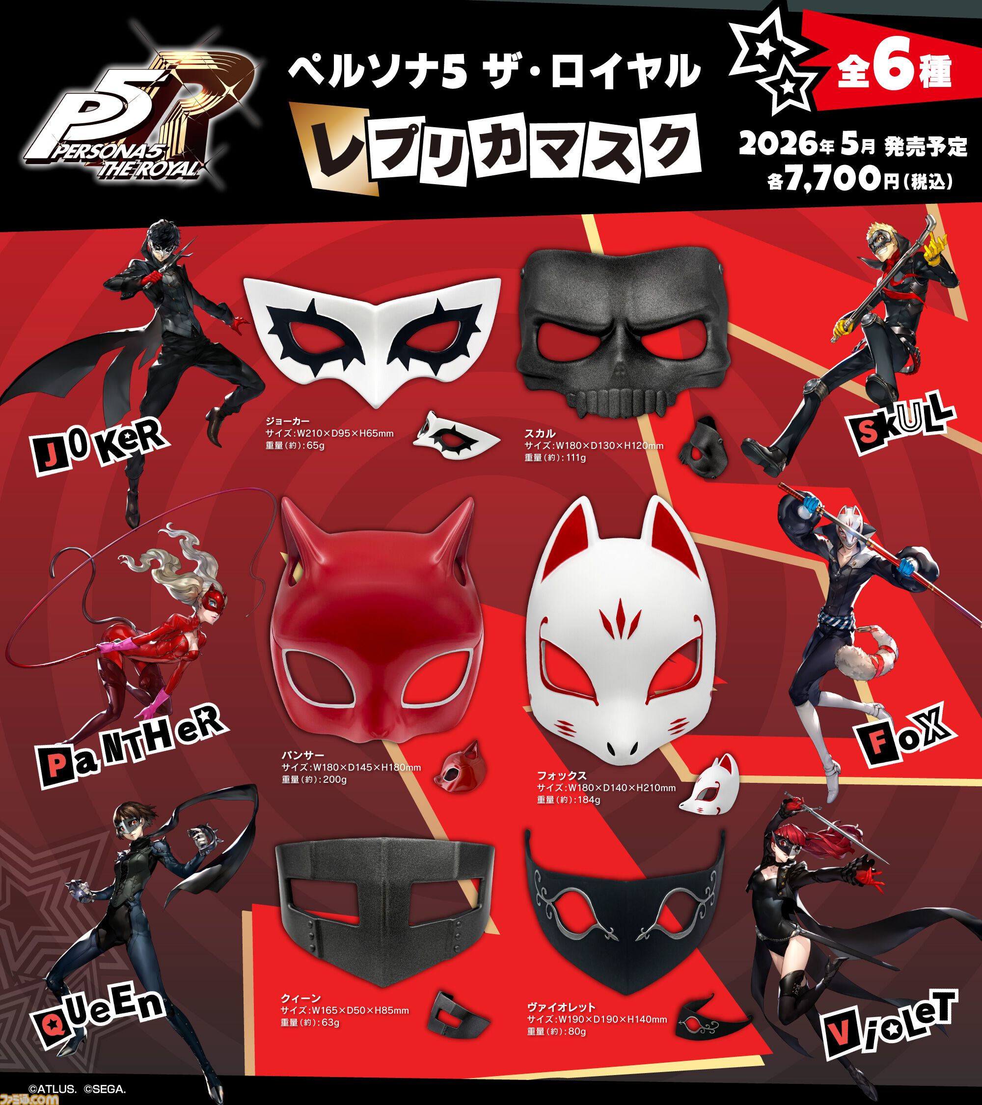 ペルソナ5R』心の怪盗団になりきれる約1/1スケールレプリカマスクが