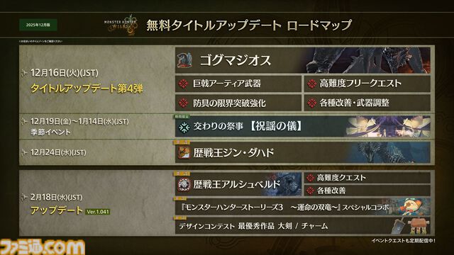 『モンハンワイルズ』新モンスター“ゴグマジオス”はハンター4人＋サポハン4人の8人で挑む特殊なクエスト。専用素材でアーティア武器が強化可能に