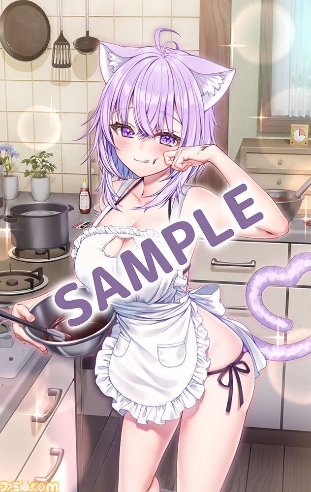 『おかゆにゅ～～む！R』猫又おかゆがエプロン姿でお菓子作り。完全生産限定版のアニメイト特典“B2マルチクロス”にデザインされる描きおろしイラスト公開