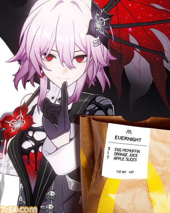 海外マクドナルドXで『ニーア』2B、『スタレ』長夜月など「もし、ゲームキャラクターが朝マックを注文したら？」な画像を投稿。注文票には設定に関する小ネタも