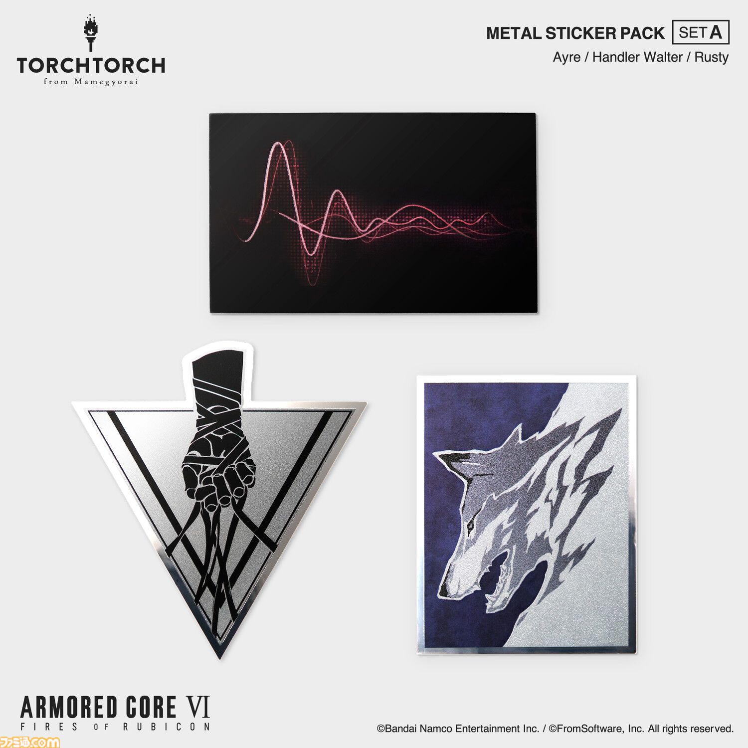 『アーマード・コア6』TORCH TORCHとのコラボメタルステッカーが発売。色味や質感にもこだわりぬいたエンブレム36種が登場