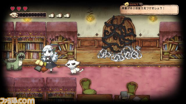 【シニガミ姫と異書館ノ怪物】『嘘つき姫と盲目王子』などに続く絵本シリーズ新作のゲームシステムが解禁。モノクロ世界を食べる“紙喰い”と、カラーに干渉する“めくる”で絵本の世界を冒険