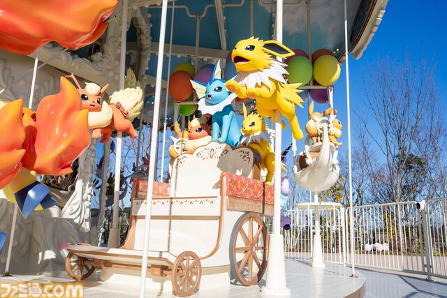 【ポケパークカントー】イーブイがモチーフのアトラクション“ブイブイヴォヤージュ”詳細解禁。イーブイズや​​ポニータ、ギャロップたちのかわいいメリーゴーランド公開