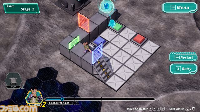 『アストロルーパーズ』過去の自分と協力する4次元パズルゲームのデモ版が1/16配信。“ひらめけば1分以内で解ける”直感性と高難度を両立した練り込まれたステージ構成