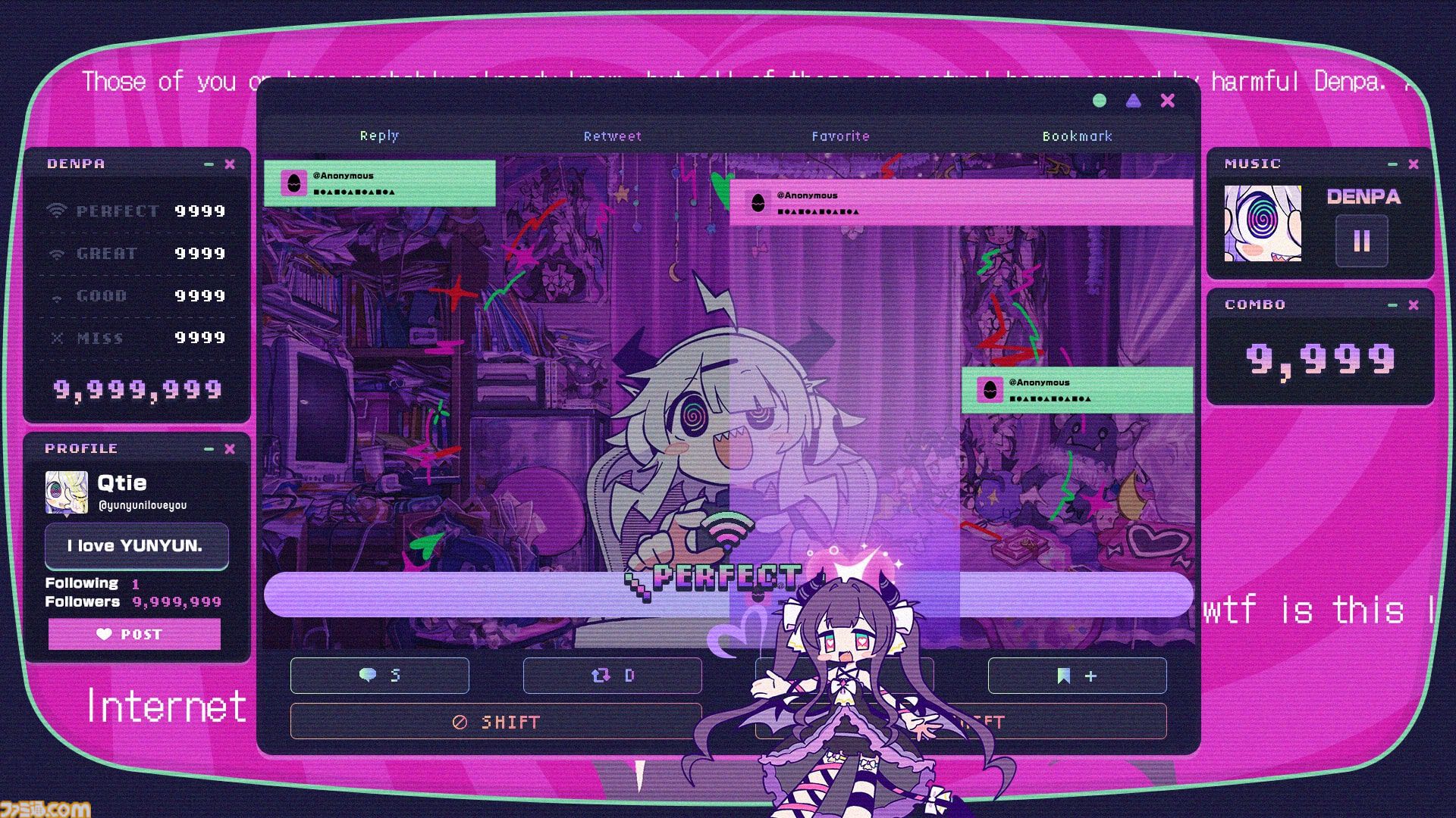 『ゆんゆん電波シンドローム』電波ソングリズムアドベンチャー、Steamで2024年発売。『NEEDY GIRL OVERDOSE』開発元の新作