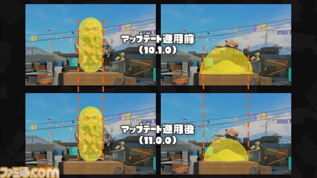 『スプラ3』アプデVer.11.0.0の対戦システム変更内容が公開。残り体力表示、当たり判定変更、活躍ボーナス“イカフロー状態”などいろいろ