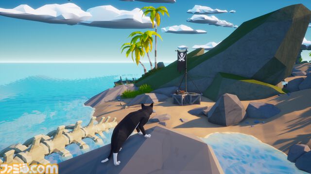 『Scattered』猫になって南の島を探索するアクションゲーム。「ニャー」と鳴いたり物を落としたり気ままに猫ロールプレイ。大量の猫が集まる画像が堪らニャイ