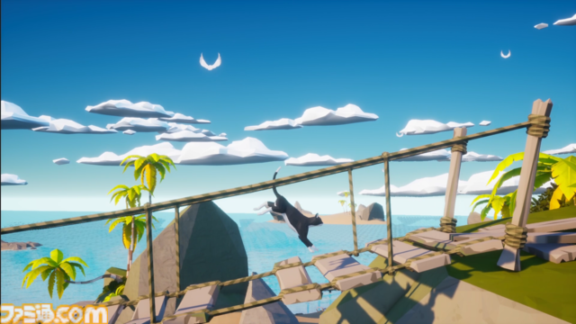 『Scattered』猫になって南の島を探索するアクションゲーム。「ニャー」と鳴いたり物を落としたり気ままに猫ロールプレイ。大量の猫が集まる画像が堪らニャイ