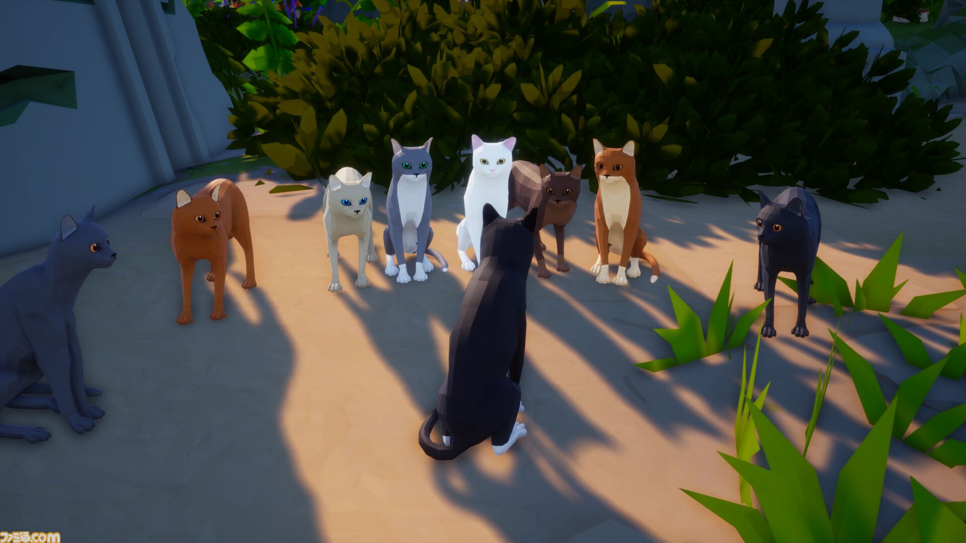 『Scattered』猫になって南の島を探索するアクションゲーム。「ニャー」と鳴いたり物を落としたり気ままに猫ロールプレイ。大量の猫が集まる画像が堪らニャイ