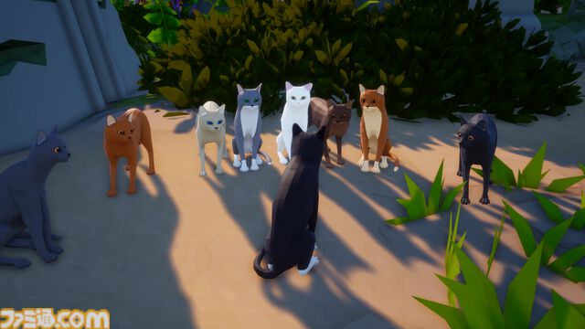 『Scattered』猫になって南の島を探索するアクションゲーム。「ニャー」と鳴いたり物を落としたり気ままに猫ロールプレイ。大量の猫が集まる画像が堪らニャイ