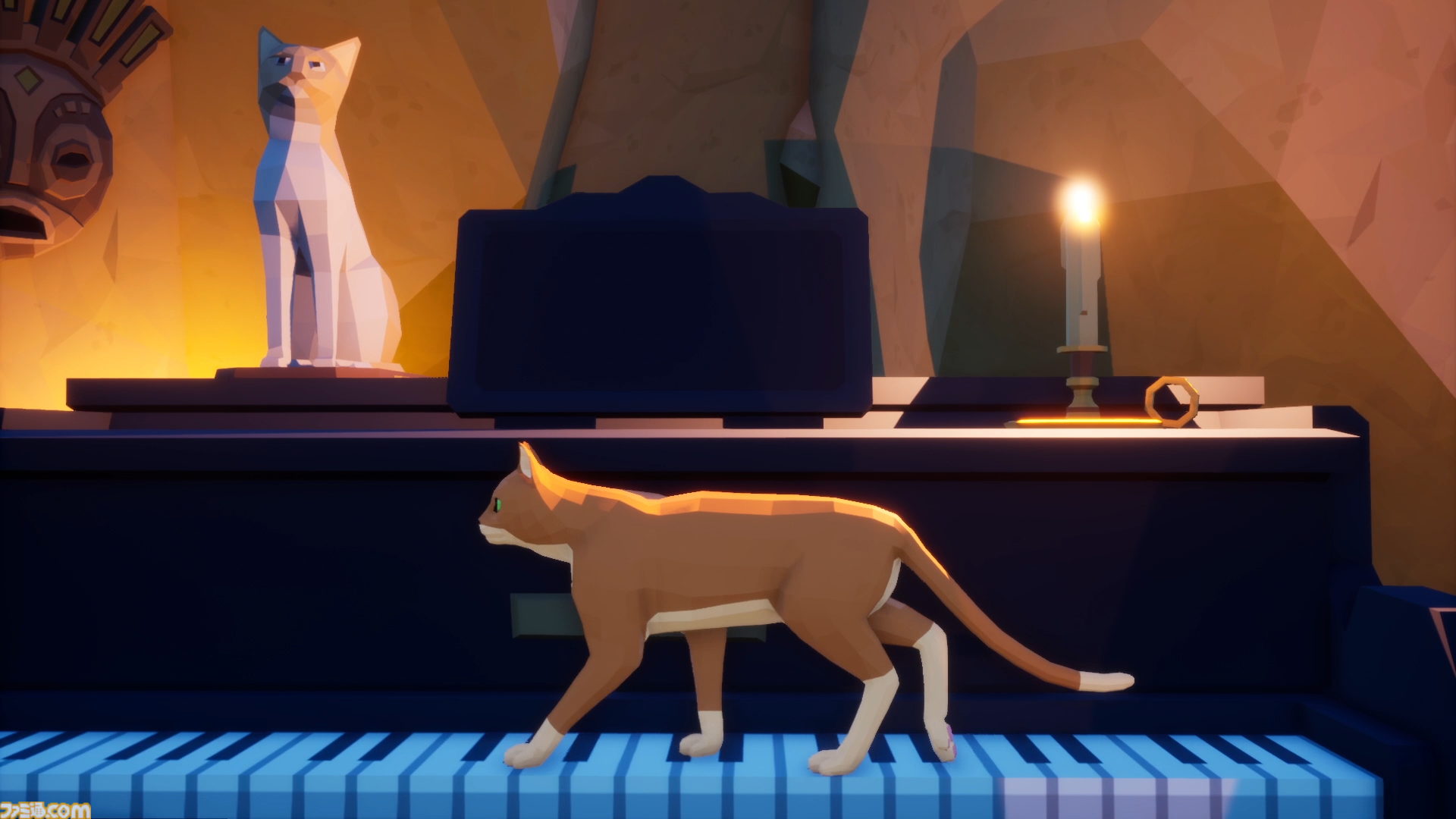 『Scattered』猫になって南の島を探索するアクションゲーム。「ニャー」と鳴いたり物を落としたり気ままに猫ロールプレイ。大量の猫が集まる画像が堪らニャイ
