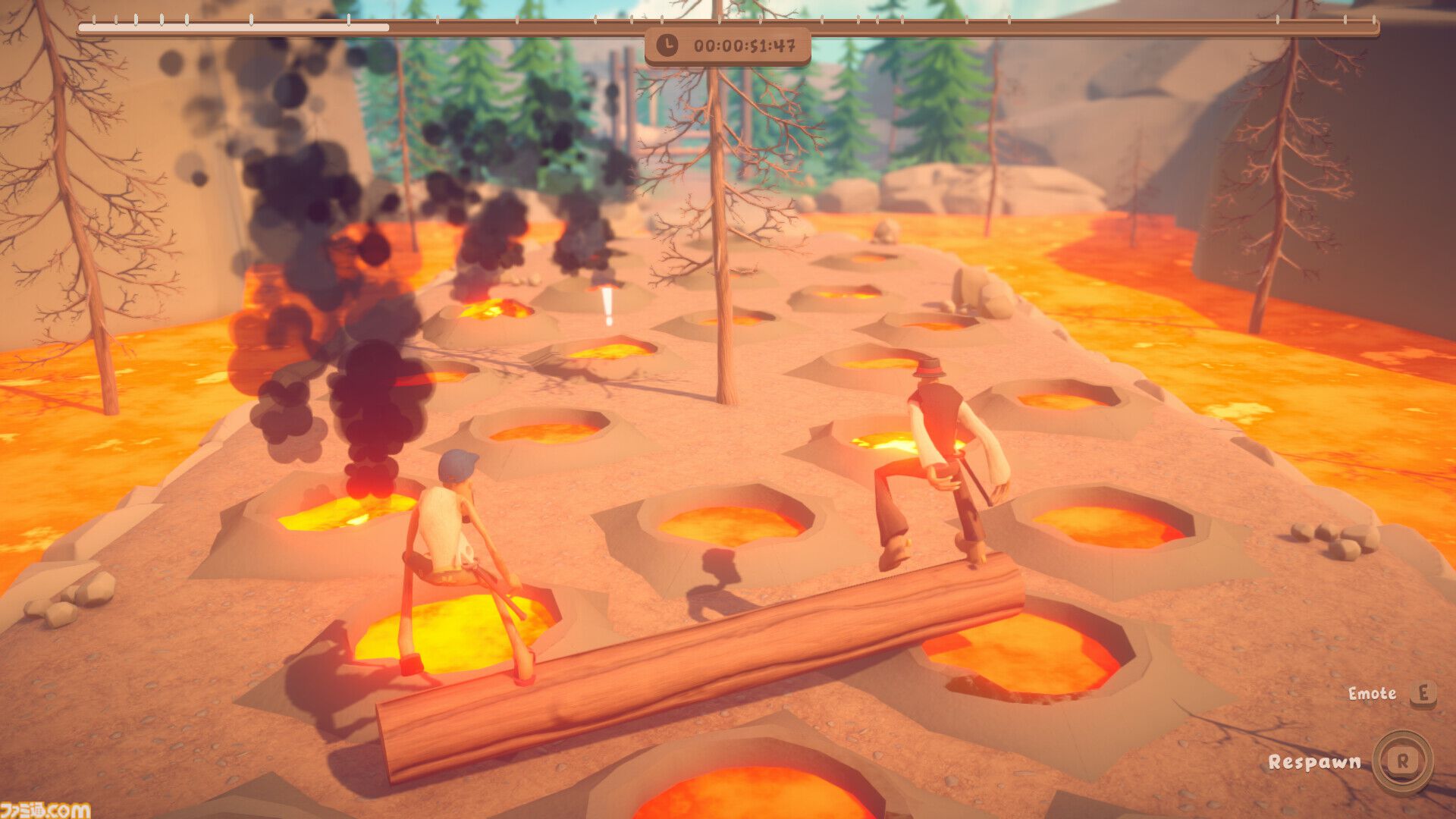 『Log Riders』ふたりで丸太を足で転がしてゴールまで進むワチャワチャ協力アクションが2/13にSteamでリリース。息を合わせないと進めないけど絶対にうまくいく自信がない