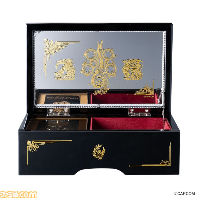 『モンハンワイルズ』メインテーマ『英雄の証』を特別編曲で奏でる。リオレウスとリオレイアが金彩蒔絵で描かれた限定オルゴール登場