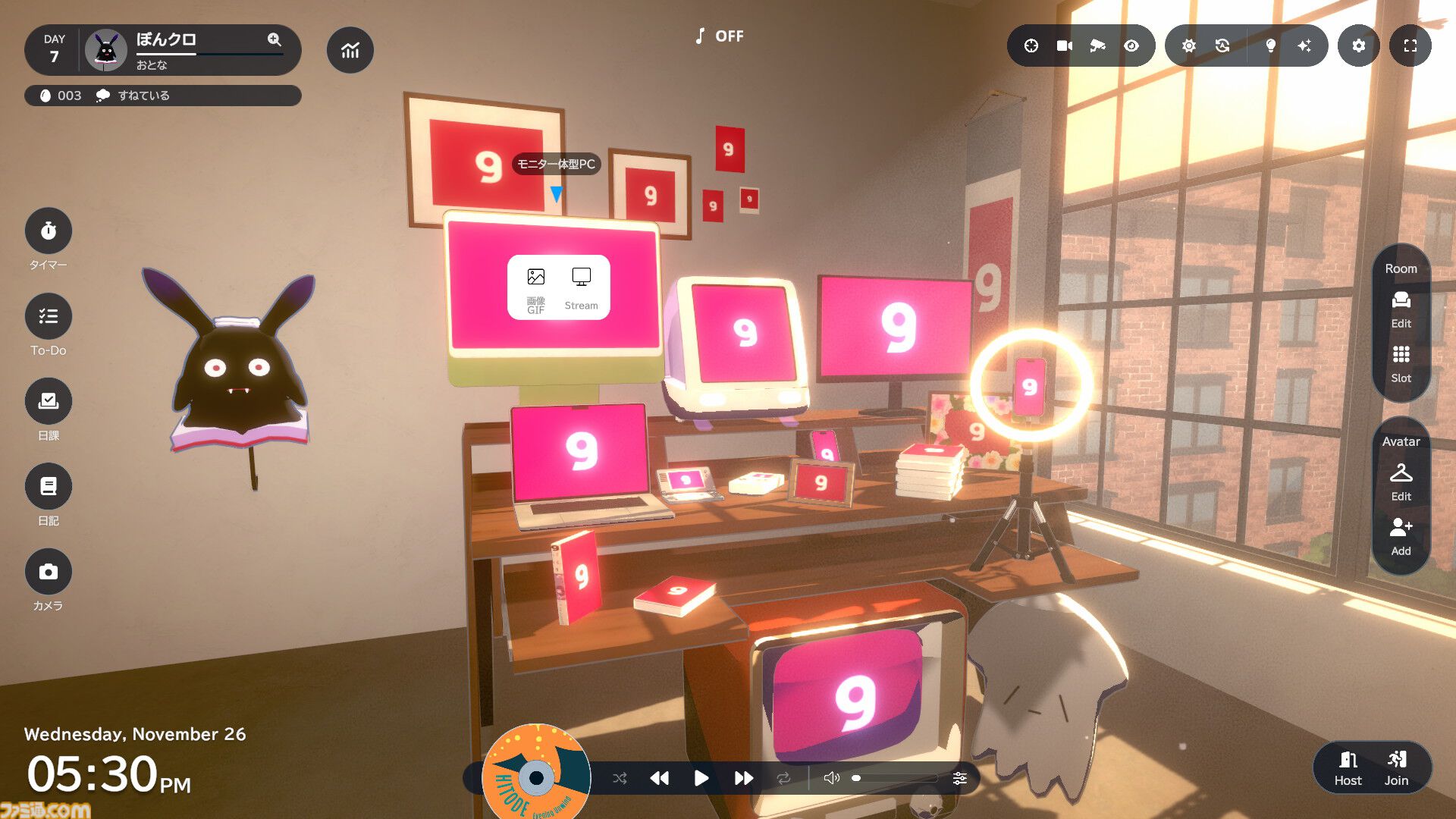 『gogh: Focus with Your Avatar』チルでかわいい「あなただけの作業空間」を作ろう。いまなら『超かぐや姫！』コラボアイテムも手に入る【とっておきインディー】