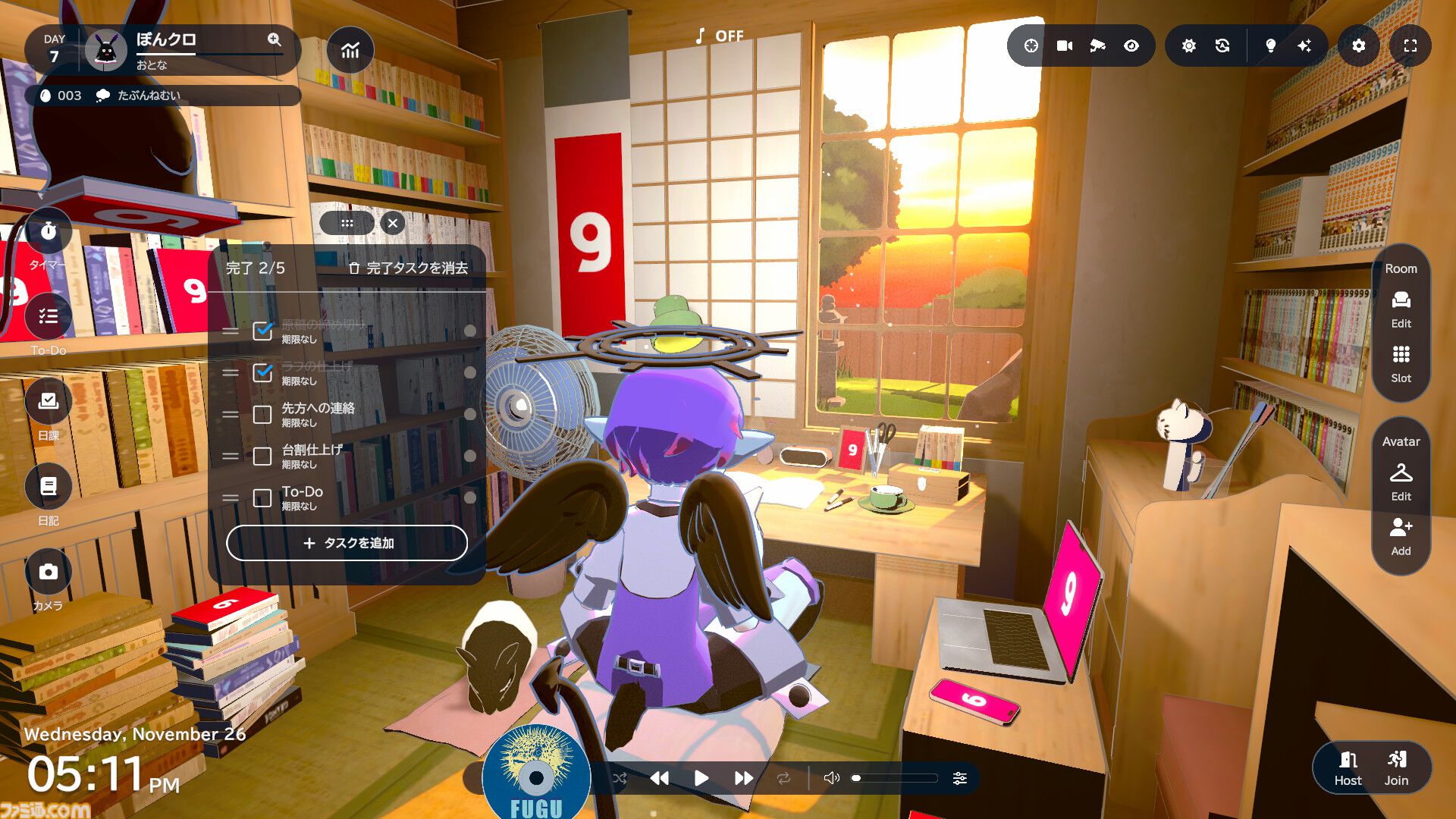 『gogh: Focus with Your Avatar』チルでかわいい「あなただけの作業空間」を作ろう。いまなら『超かぐや姫！』コラボアイテムも手に入る【とっておきインディー】