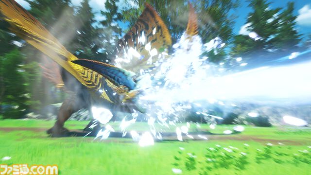 『モンハンストーリーズ3』ラオシャンロンが石化した状態で登場、フィールドの一部に。イブシマキヒコ、ナルハタタヒメの姿も。【モンハンフェスタ'26】