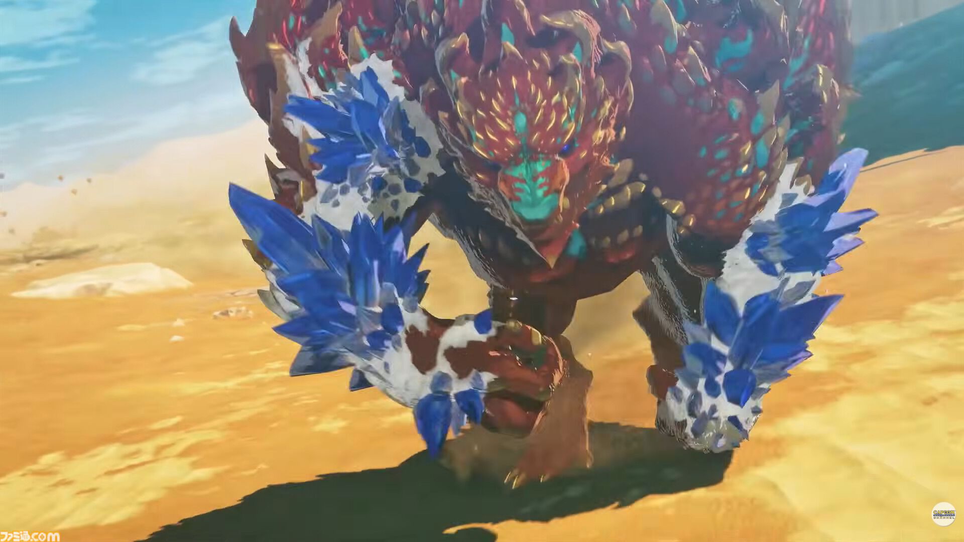 『モンハンストーリーズ3』ラオシャンロンが石化した状態で登場、フィールドの一部に。イブシマキヒコ、ナルハタタヒメの姿も。【モンハンフェスタ'26】