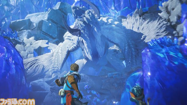 『モンハンストーリーズ3』ラオシャンロンが石化した状態で登場、フィールドの一部に。イブシマキヒコ、ナルハタタヒメの姿も。【モンハンフェスタ'26】