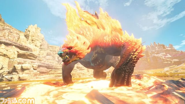 『モンハンストーリーズ3』ラオシャンロンが石化した状態で登場、フィールドの一部に。イブシマキヒコ、ナルハタタヒメの姿も。【モンハンフェスタ'26】