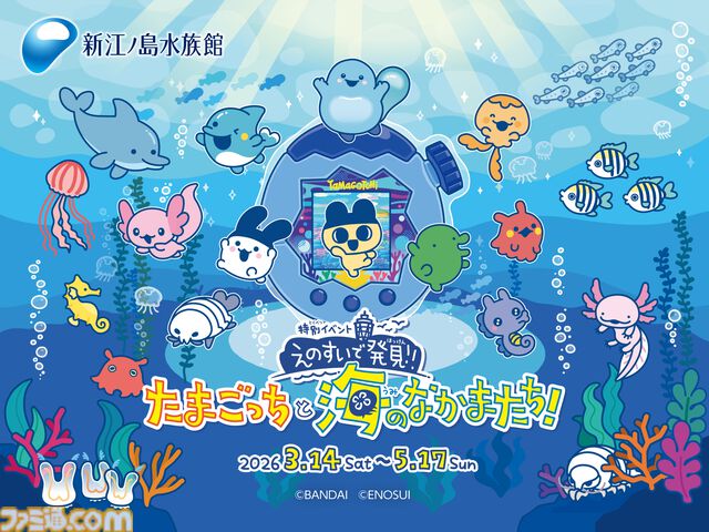 『たまごっち』えのすいコラボでまめっちと海の生きもの観察。『たまパラ』“あほろぱっち”そっくりのウーパールーパー展示も【3月14日スタート】