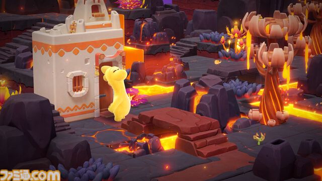 『星のパーティータイム』新たな探索エリア“熔岩惑星”が公開。熔岩の河や複数の足場など、高低差のある立体的な地形が特徴