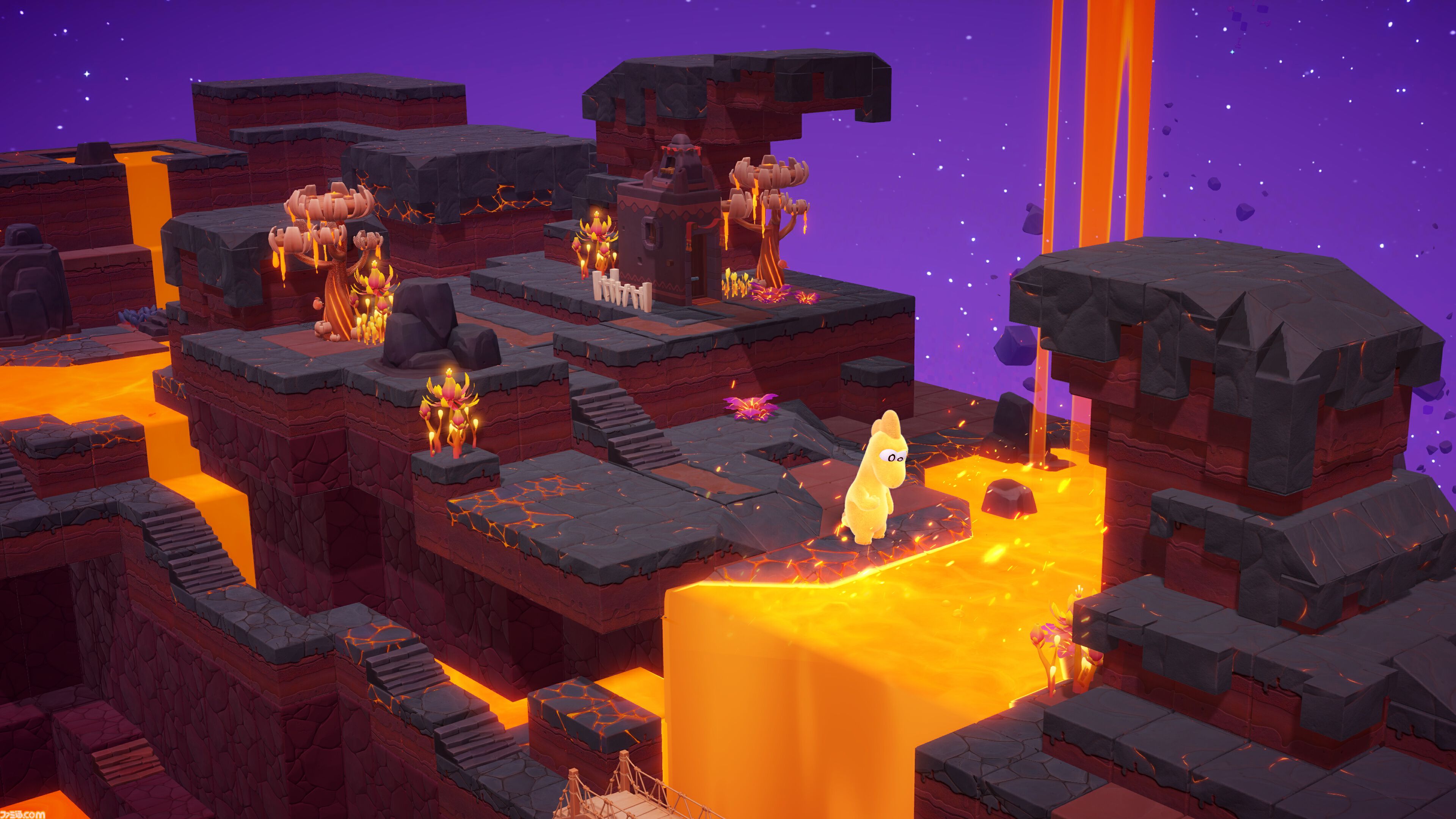 『星のパーティータイム』新たな探索エリア“熔岩惑星”が公開。熔岩の河や複数の足場など、高低差のある立体的な地形が特徴
