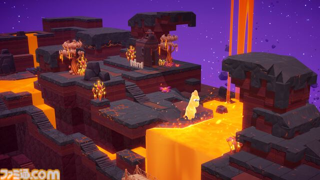 『星のパーティータイム』新たな探索エリア“熔岩惑星”が公開。熔岩の河や複数の足場など、高低差のある立体的な地形が特徴