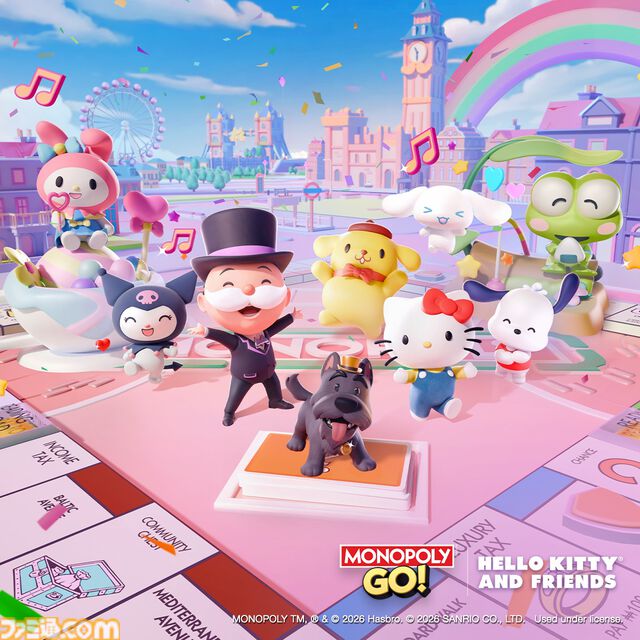 『モノポリーGO!』にサンリオキャラクターズがやってくる。ハローキティやシナモロール、ポムポムプリンたちとミニゲームを楽しもう！