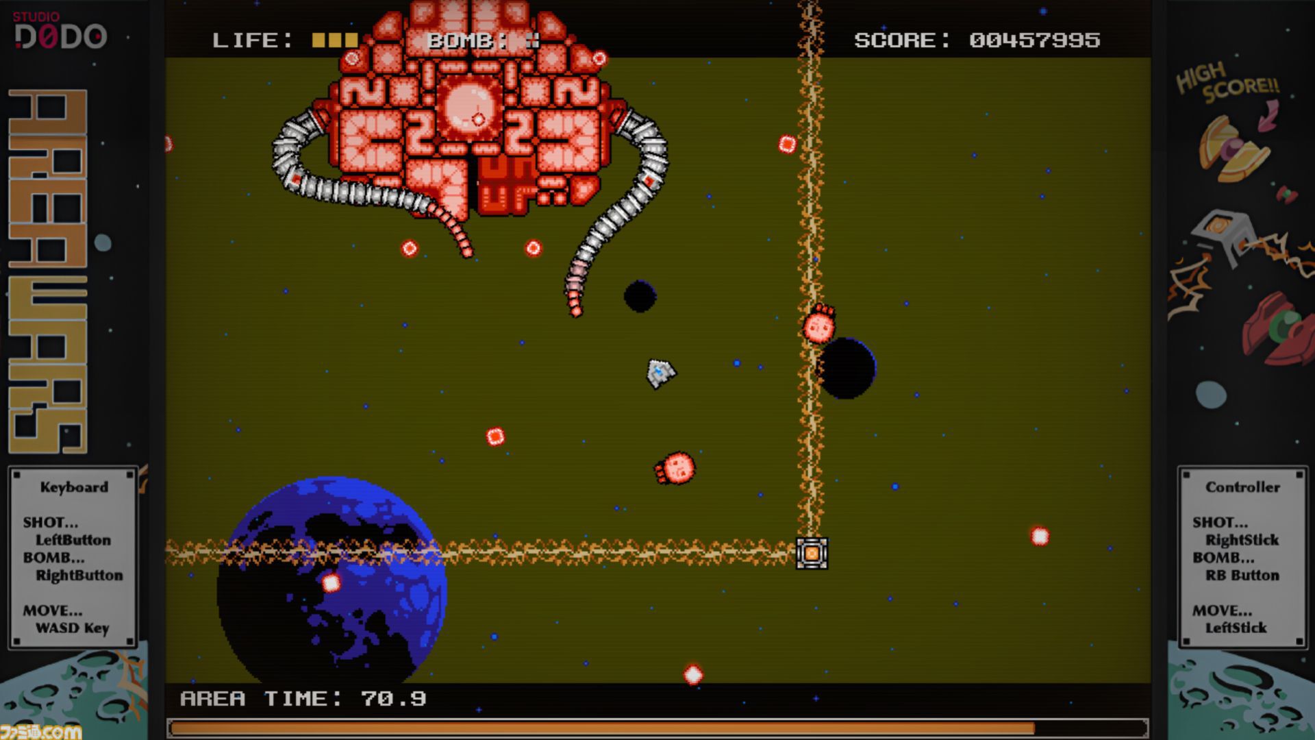 『AREA WARS』連鎖爆発でハイスコアを目指す2D全方位シューティングのデモ版が配信。上位者に製品版がプレゼントされるスコアランキングに挑め！