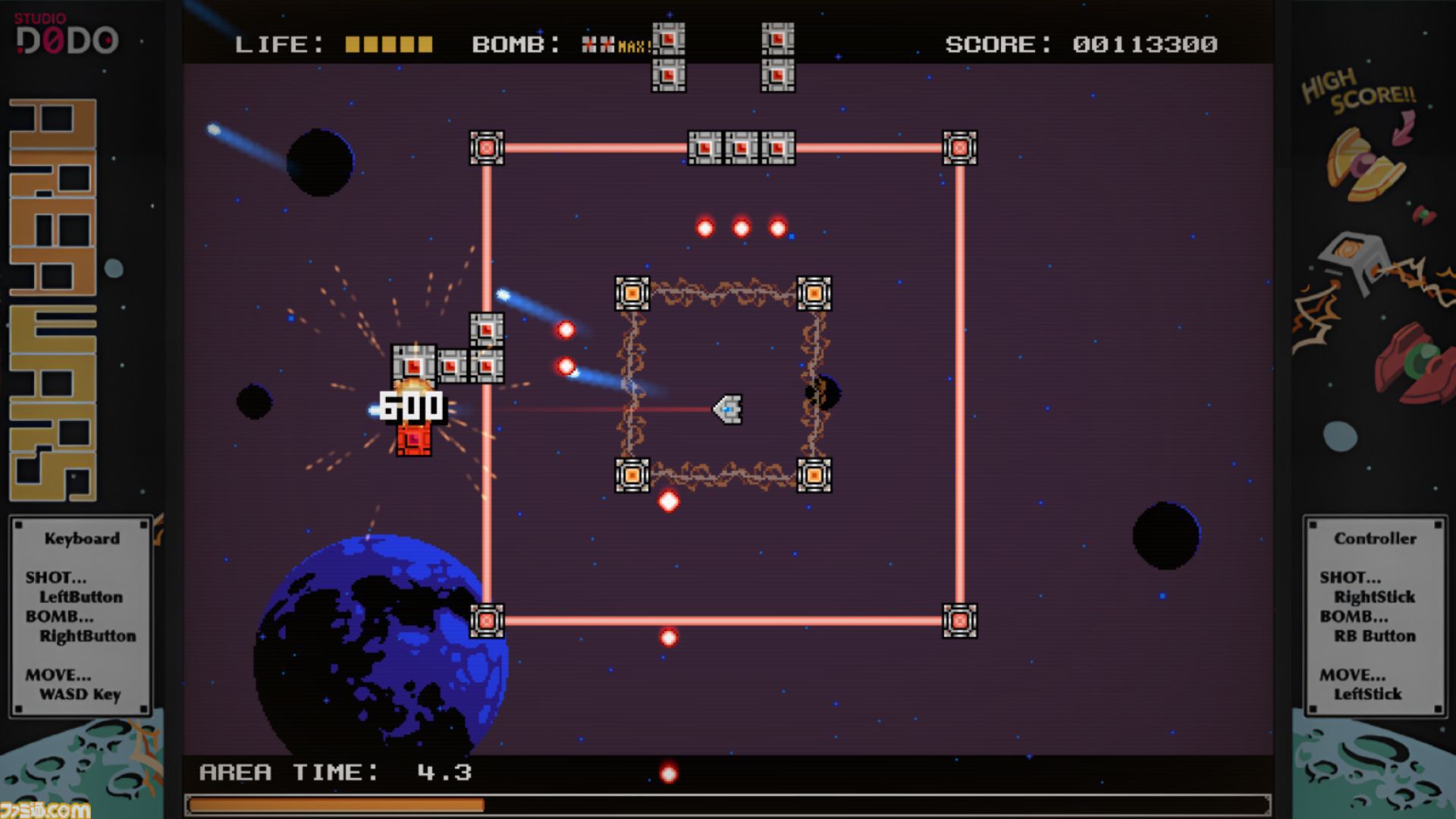 『AREA WARS』連鎖爆発でハイスコアを目指す2D全方位シューティングのデモ版が配信。上位者に製品版がプレゼントされるスコアランキングに挑め！