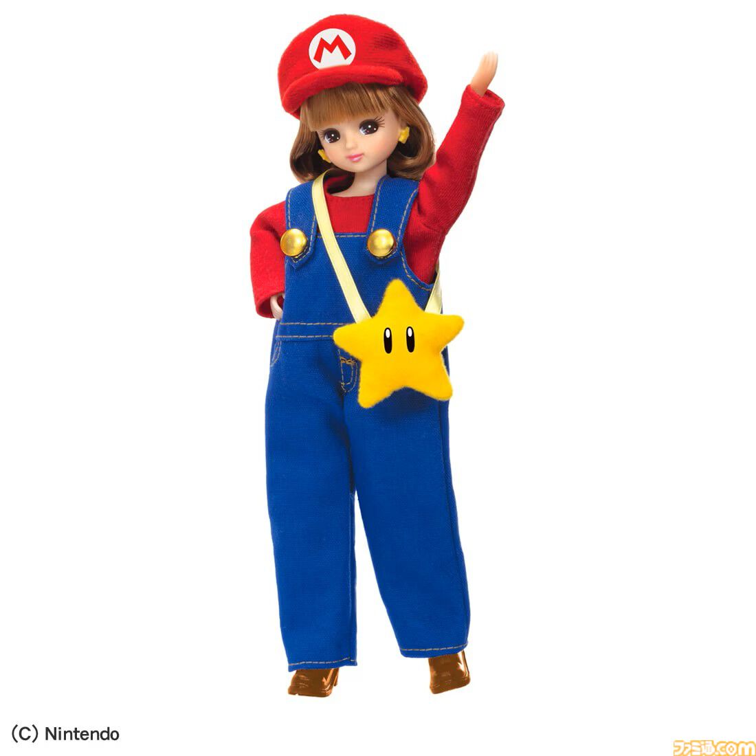 リカちゃんがマリオ＆ピーチ姫コーデに。ピンクのドレスや冠、赤い帽子にオーバーオールも再現。タカラトミーから4月18日発売