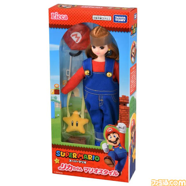 リカちゃんがマリオ＆ピーチ姫コーデに。ピンクのドレスや冠、赤い帽子にオーバーオールも再現。タカラトミーから4月18日発売