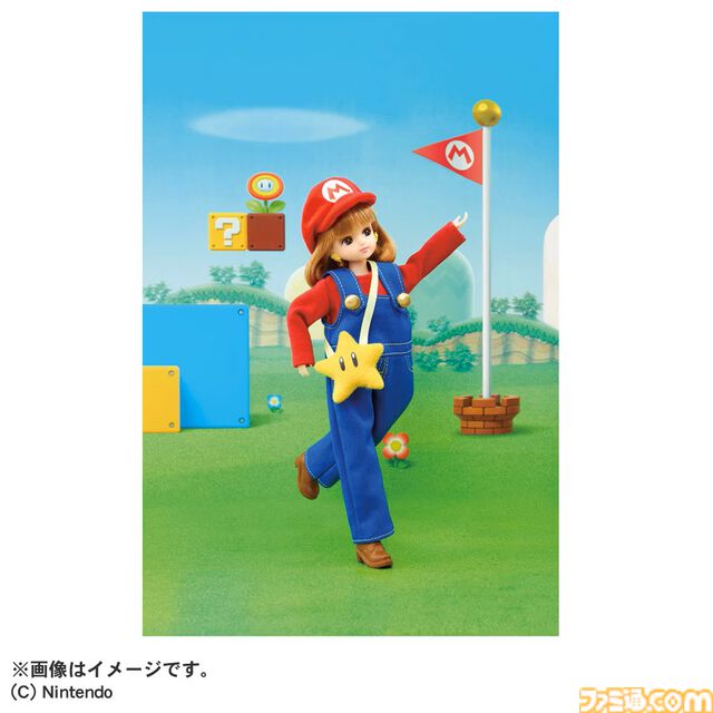 リカちゃんがマリオ＆ピーチ姫コーデに。ピンクのドレスや冠、赤い帽子にオーバーオールも再現。タカラトミーから4月18日発売
