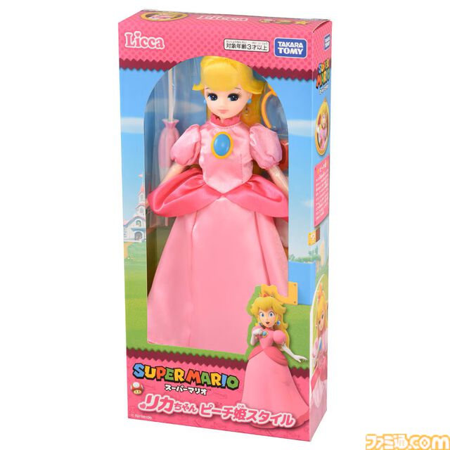 リカちゃんがマリオ＆ピーチ姫コーデに。ピンクのドレスや冠、赤い帽子にオーバーオールも再現。タカラトミーから4月18日発売